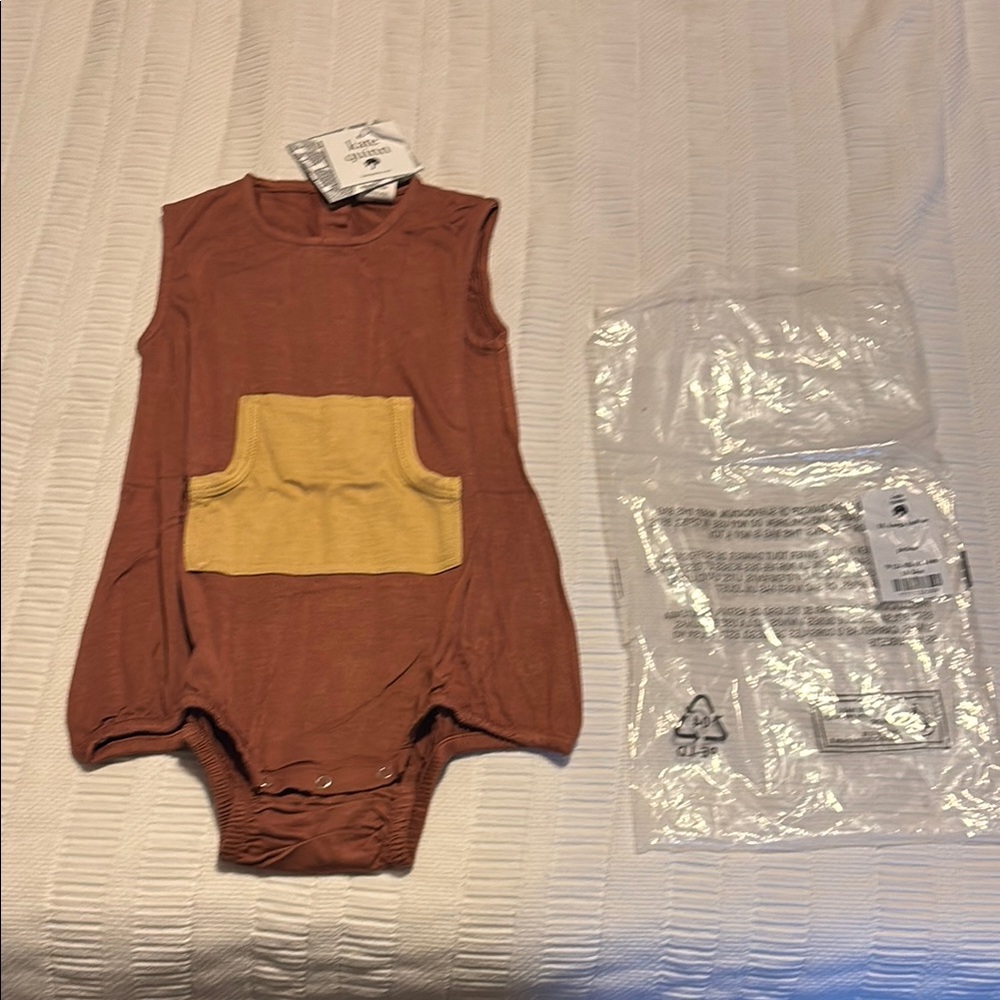 Kate Quinn Brown and Yellow Kids Bodysuit